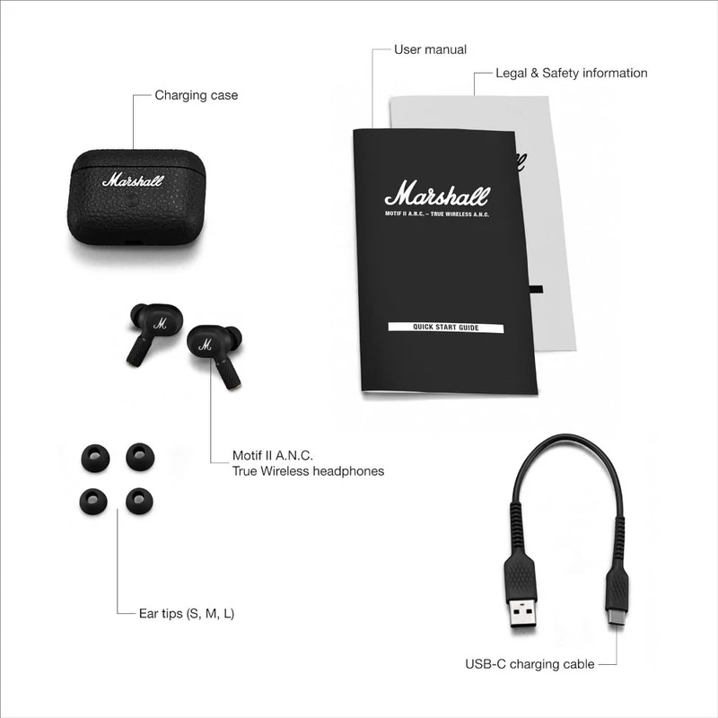 Marshall Motif II A.N.C. Wireless Headphones - Fekete (1006450)