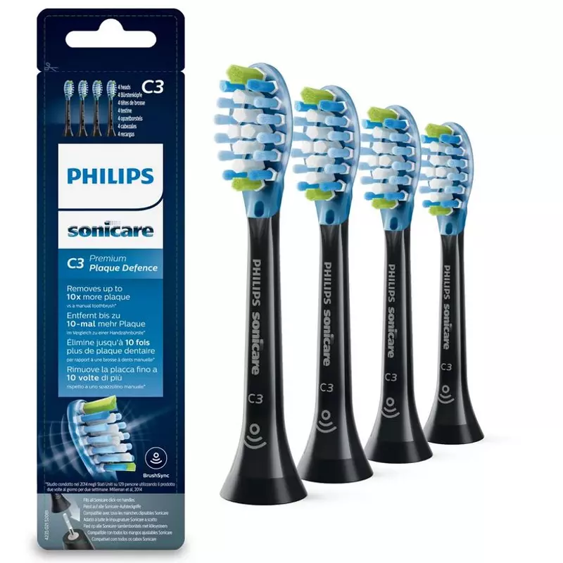 Philips HX9044/33 Sonicare C3 Premium Plaque Defence fogkefe pótfej 4db - Fekete