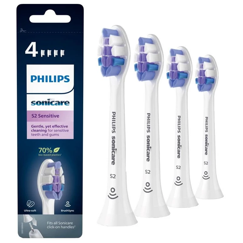 Philips HX6054/10 Sonicare S2 Senstive Extra Soft fogkefe pótfej 4db - Fehér