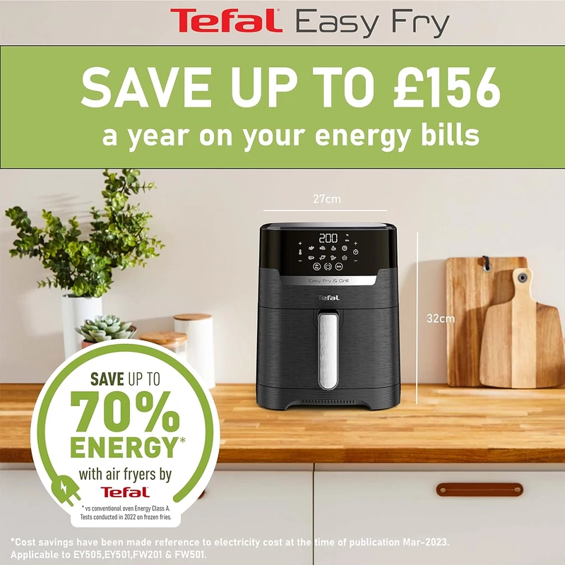 Tefal Easy Fry&Grill 2 az 1-ben forrólevegős sütő - fekete (EY505815)