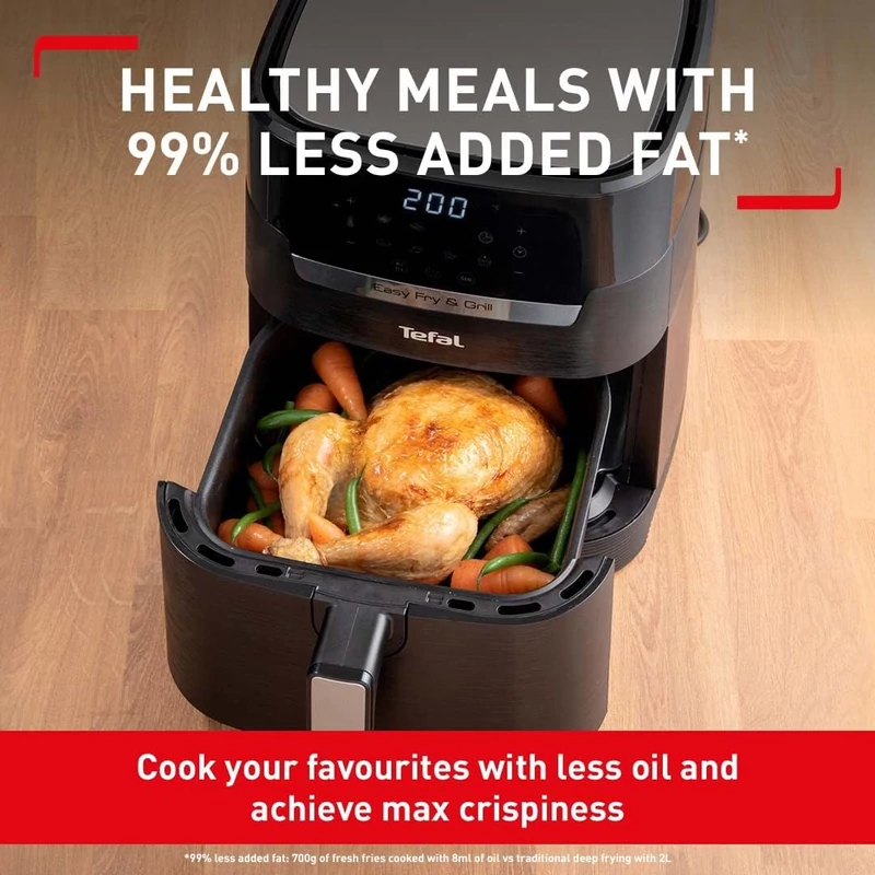 Tefal Easy Fry&Grill 2 az 1-ben forrólevegős sütő - fekete (EY505815)