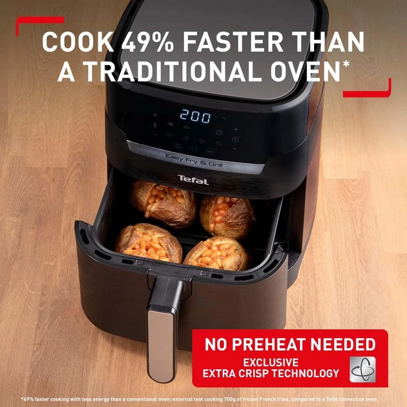Tefal Easy Fry&Grill 2 az 1-ben forrólevegős sütő - fekete (EY505815)