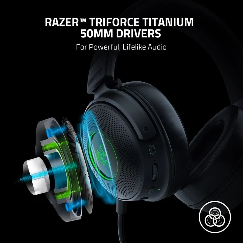 Razer Kraken V3 Pro Wireless Gaming headset - Fekete (RZ04-03460100-R3M1)