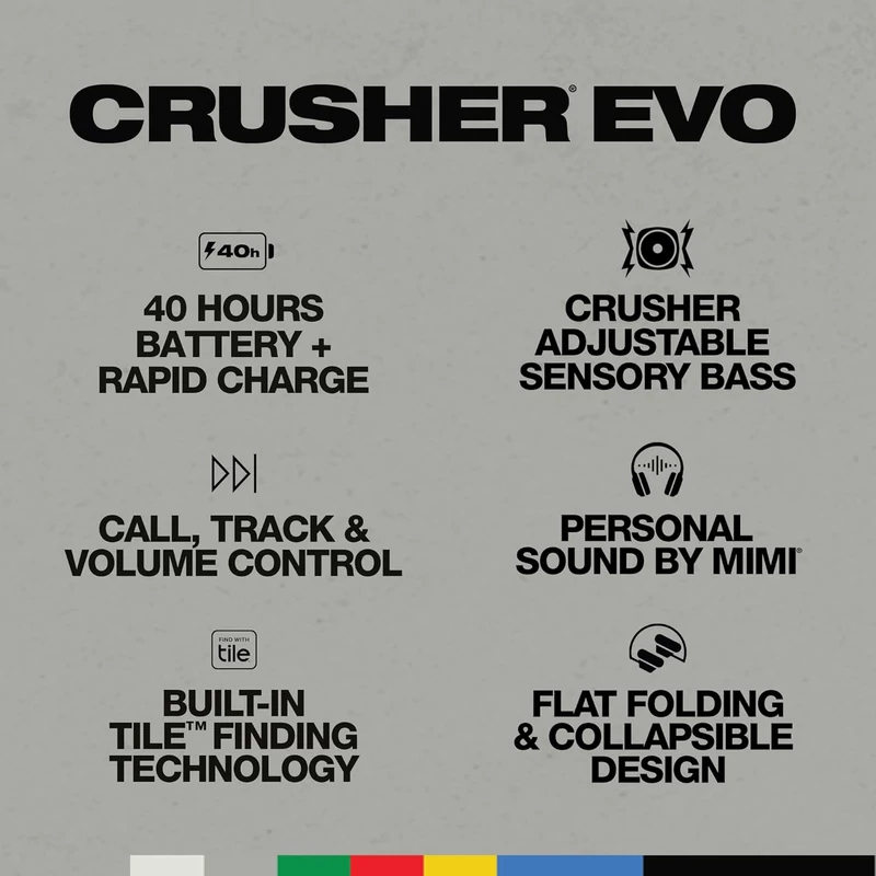 Skullcandy Crusher Evo Vezeték nélküli bluetooth fejhallgató - fekete (S6EVW-B957)