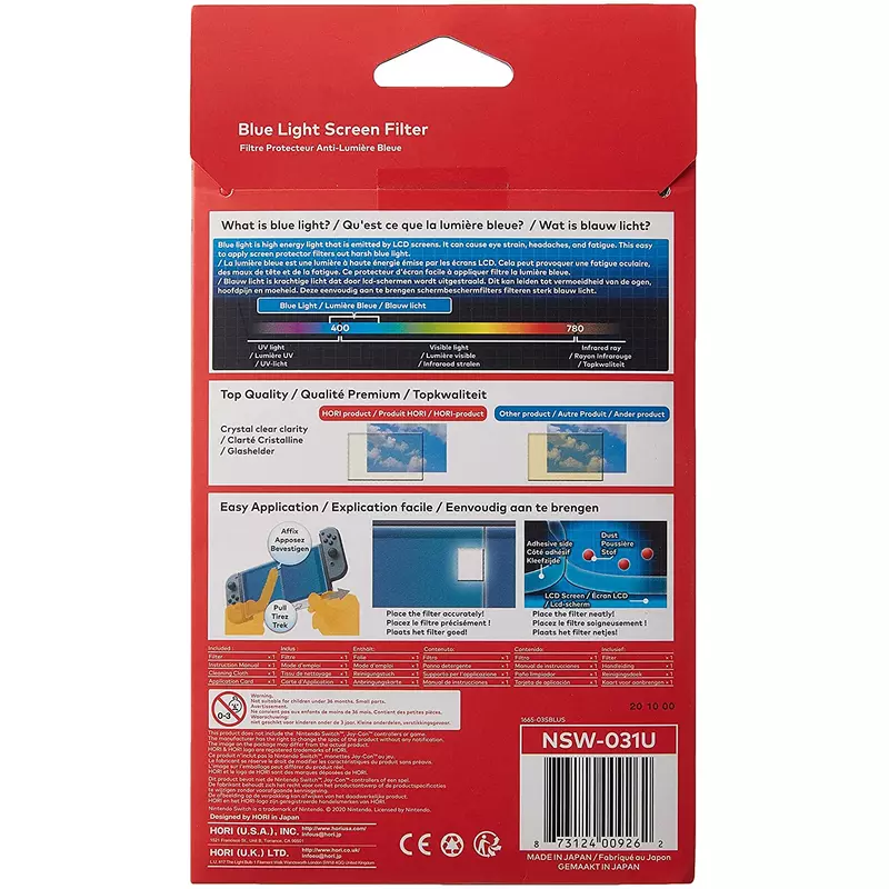 Nintendo Switch Hori Blue Light Screen Filter védőfólia