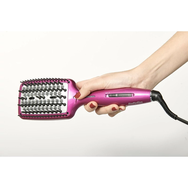 BaByliss Liss Brush 3D HSB100E elektromos hajsimító kefe ion funkcióval, 3 hőmérséklet fokozat - Lila 