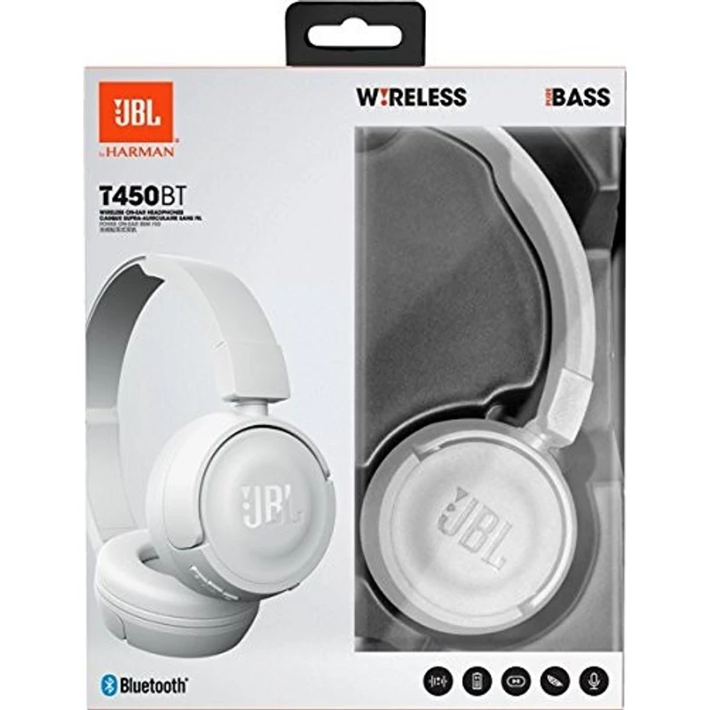 JBL T450 BT Bluetooth mikrofonos fejhallgató - Fehér