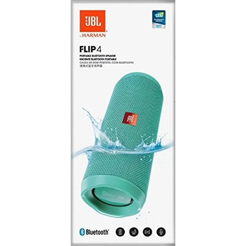 JBL FLIP 4 vízálló, hordozható bluetooth hangszóró - Türkiz kékes zöld