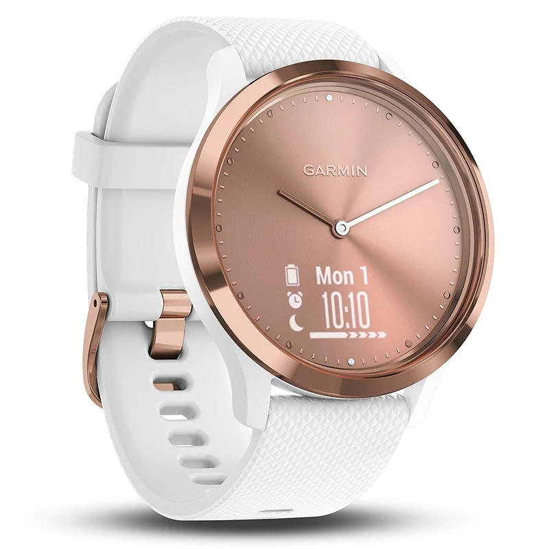 Garmin Vivomove HR Sport, S/M-es méret - Rózsa arany/Fehér (010-01850-02)