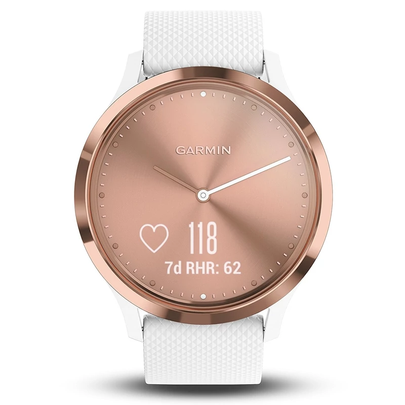 Garmin Vivomove HR Sport, S/M-es méret - Rózsa arany/Fehér (010-01850-02)