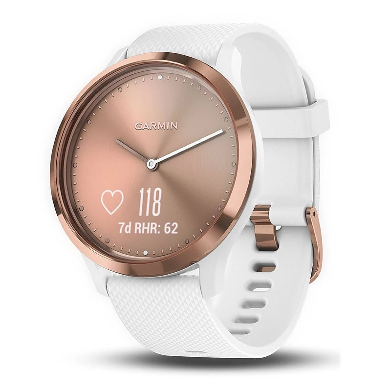 Garmin Vivomove HR Sport, S/M-es méret - Rózsa arany/Fehér (010-01850-02)
