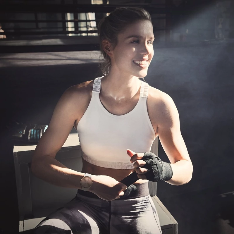 Garmin Vivomove HR Sport, S/M-es méret - Rózsa arany/Fehér (010-01850-02)