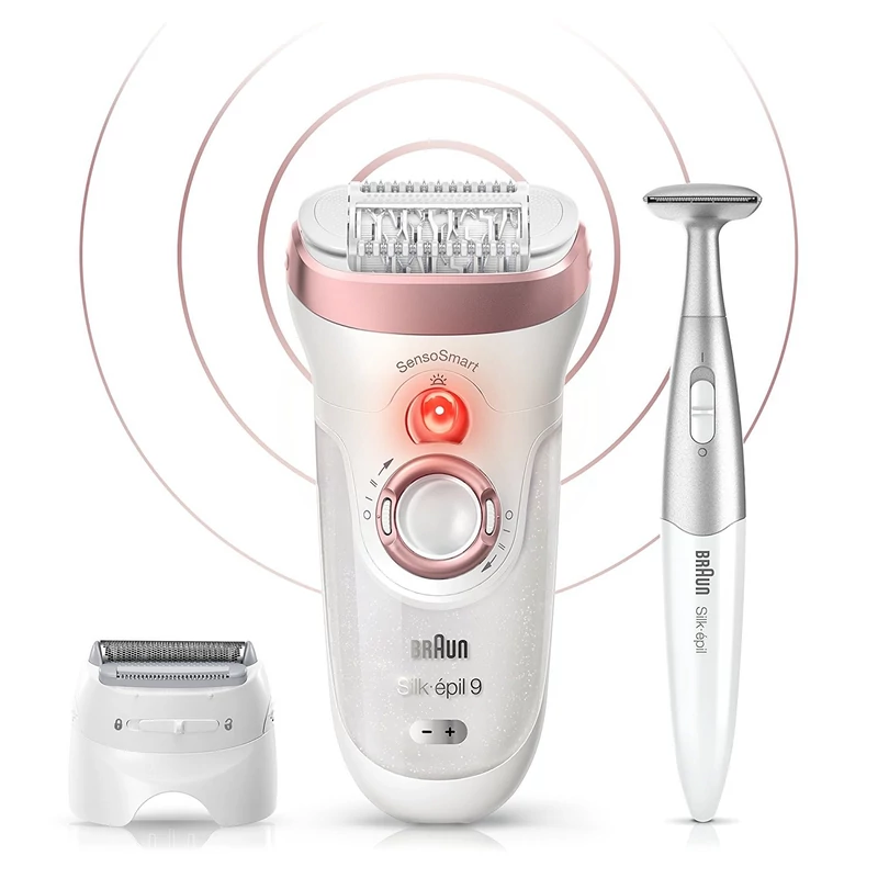 Braun Silk-épil 9 SensoSmart 9/890 epilátor + Bikini trimmer, 7 kiegészítő - Rózsa arany/Fehér (SES9890)