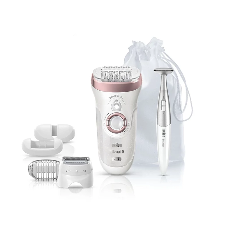 Braun Silk-épil 9 SensoSmart 9/890 epilátor + Bikini trimmer, 7 kiegészítő - Rózsa arany/Fehér (SES9890)