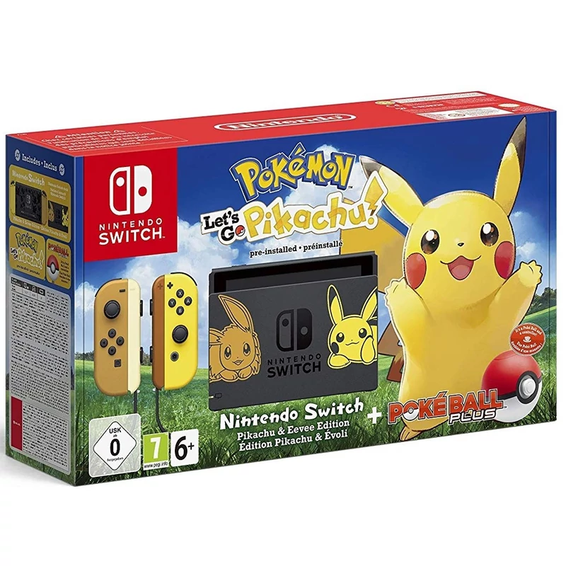 Nintendo Switch (Pokémon Edition) + Let's Go Pikachu játék + Pokéball