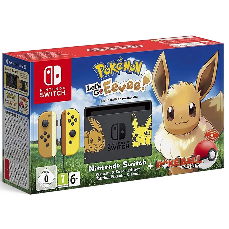 Nintendo Switch (Pokémon Edition) + Let's Go Pikachu játék + Pokéball