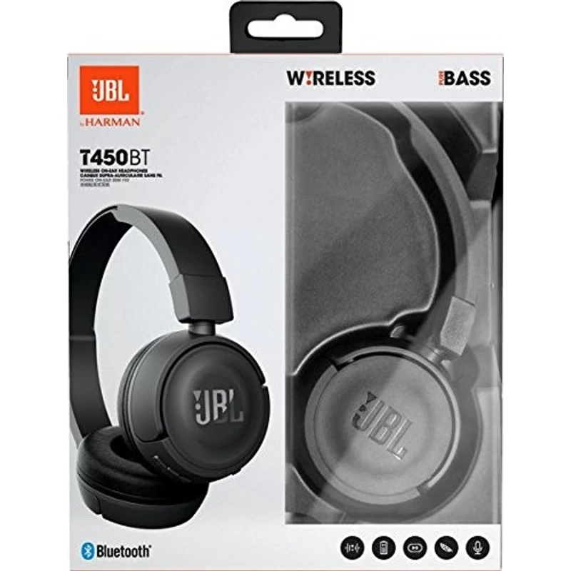 JBL T450 BT Bluetooth mikrofonos fejhallgató - Fekete