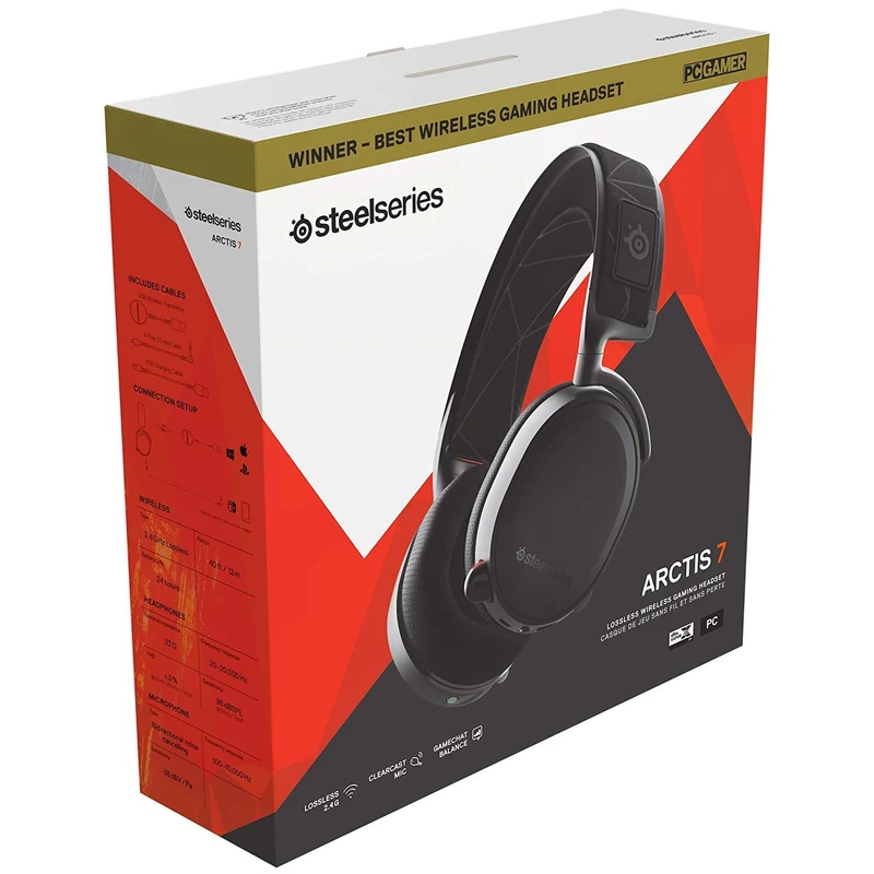 Steeleeries Arctis 7 2019 Edition Wireless Gaming Headset - Fekete (61505)
