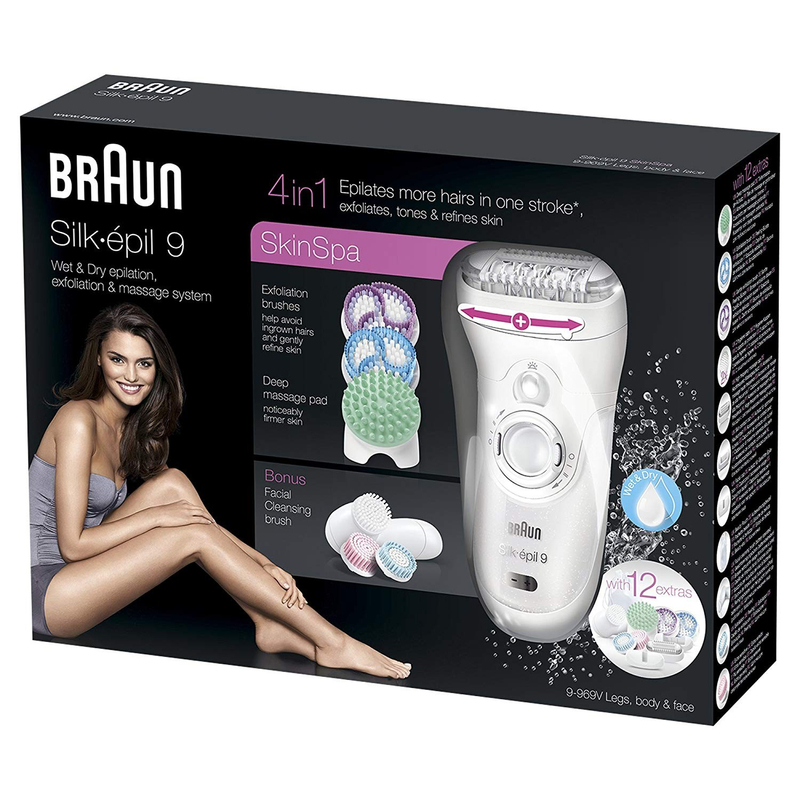 Braun Silk-épil 9 9-969V SkinSpa Wet&Dry epilátor Beauty Set 12 kiegészítővel - Fehér (SE9969V)