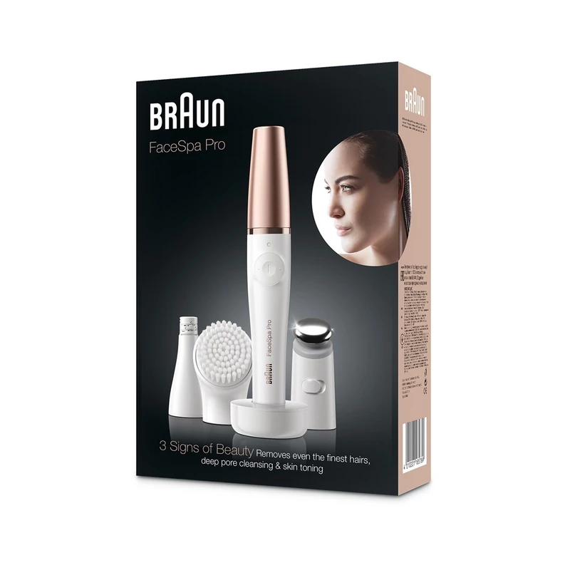 Braun FaceSpa Pro 912 Arcepilátor és arctisztító + 3 kiegészítő - Fehér/Bronz
