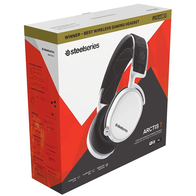 Steeleeries Arctis 7 2019 Edition Wireless Gaming Headset - Fehér (61508)