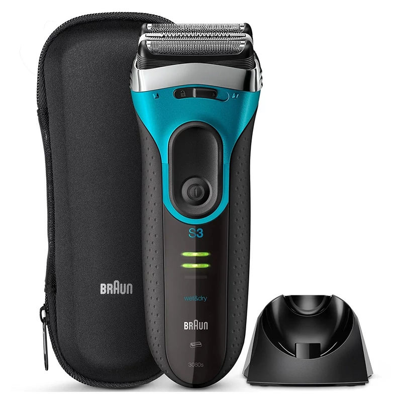 Braun Series 3 3080S ProSkin Wet & Dry borotva + töltőállvány - Fekete/Kék