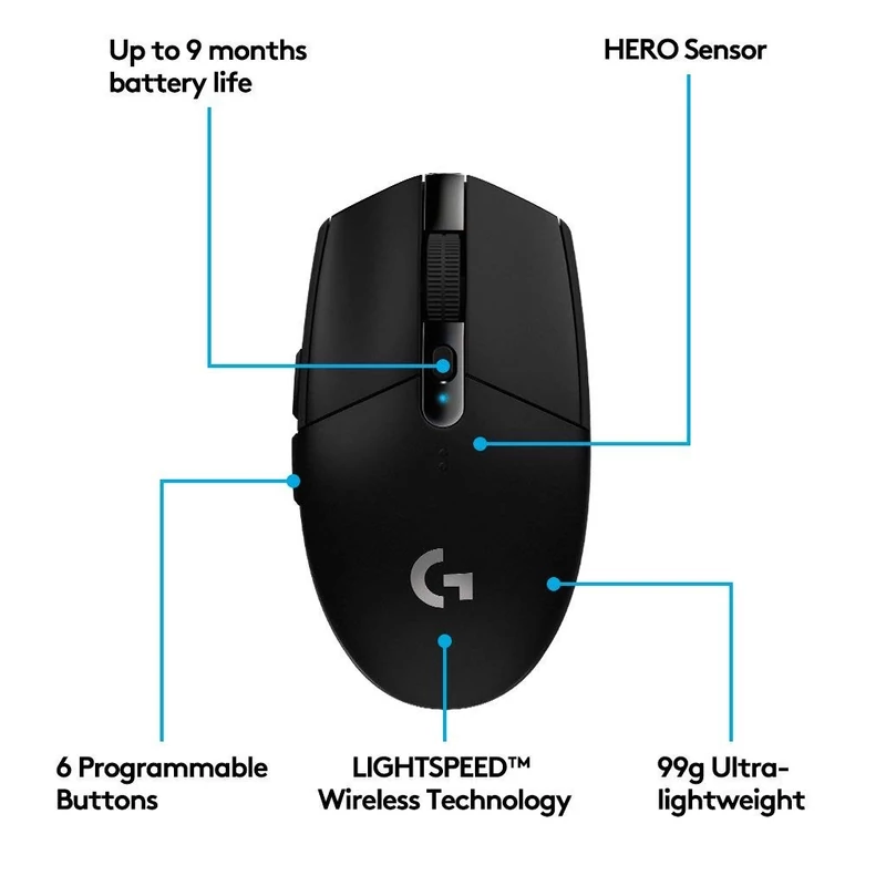 Logitech G305 Lightspeed Gamer egér - Fekete (910-005282)