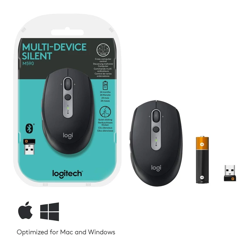 Logitech M590 Multi-Device Silent vezeték nélküli egér - Fekete (910-005197)