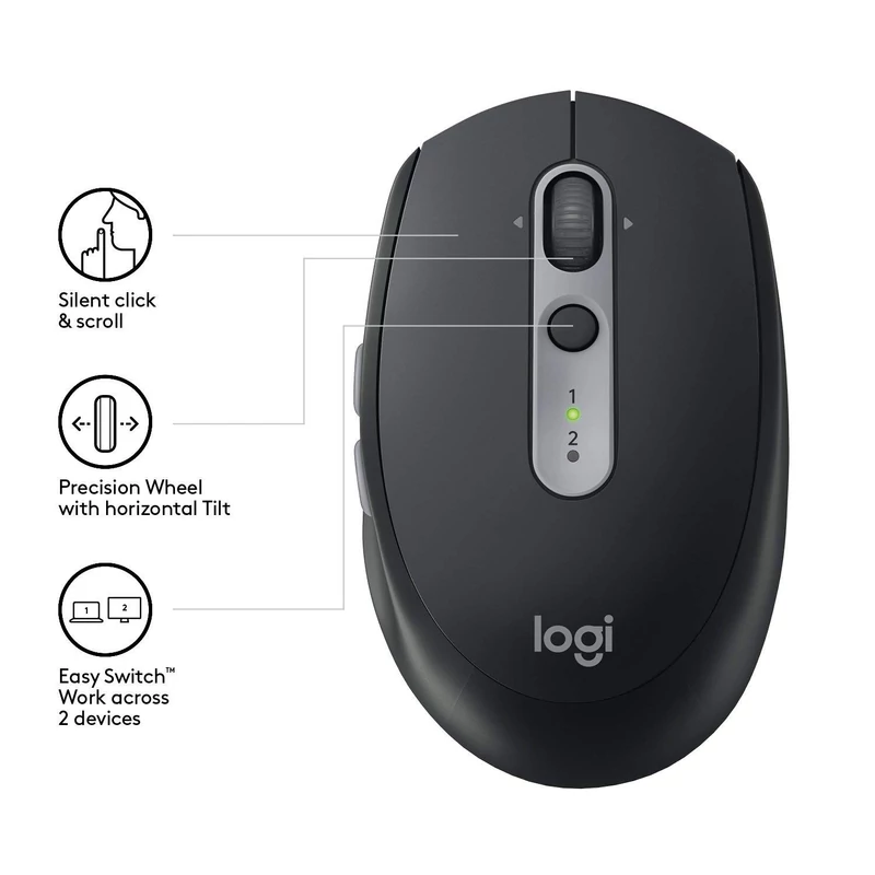 Logitech M590 Multi-Device Silent vezeték nélküli egér - Fekete (910-005197)