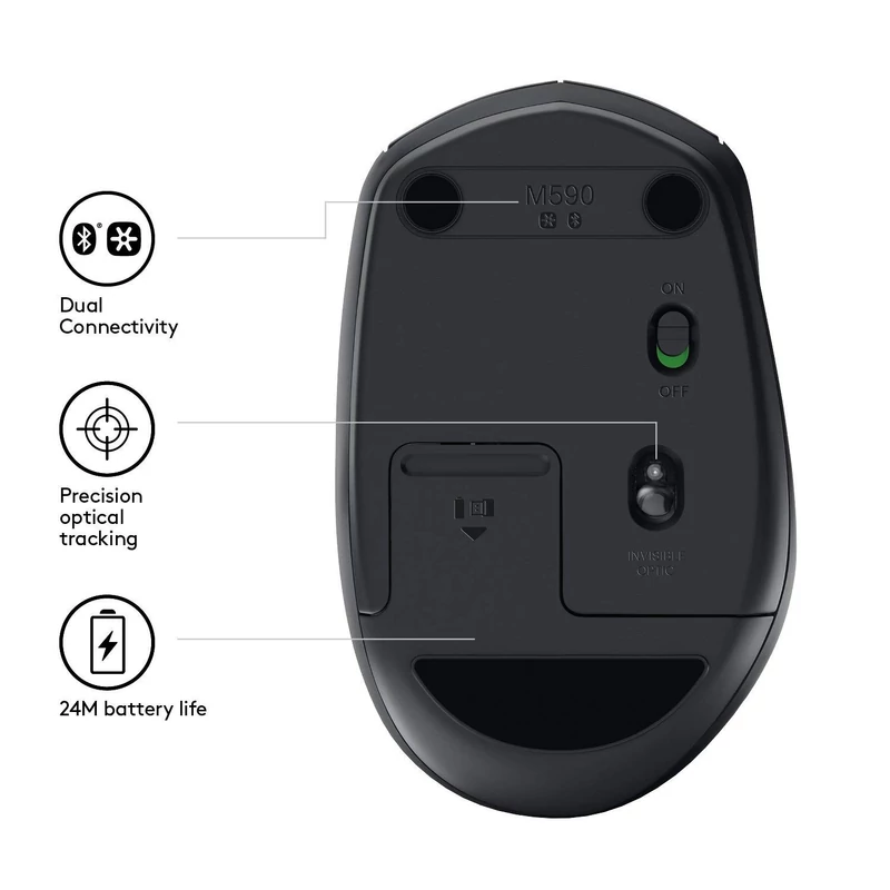 Logitech M590 Multi-Device Silent vezeték nélküli egér - Fekete (910-005197)