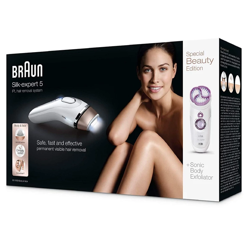 Braun Silk-Expert IPL BD 5009 villanófényes szőrtelenítő + Testradírozó készülék - Fehér/Bronz (BD5009 IPL)