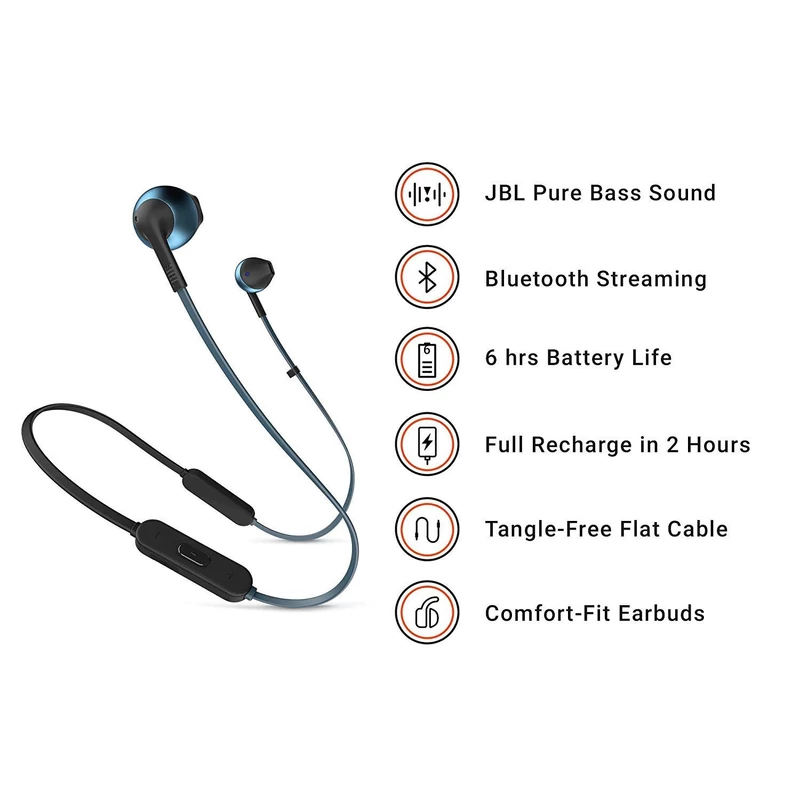 JBL Tune 205 BT Bluetooth fülhallgató - Kék (JBLT205BT)