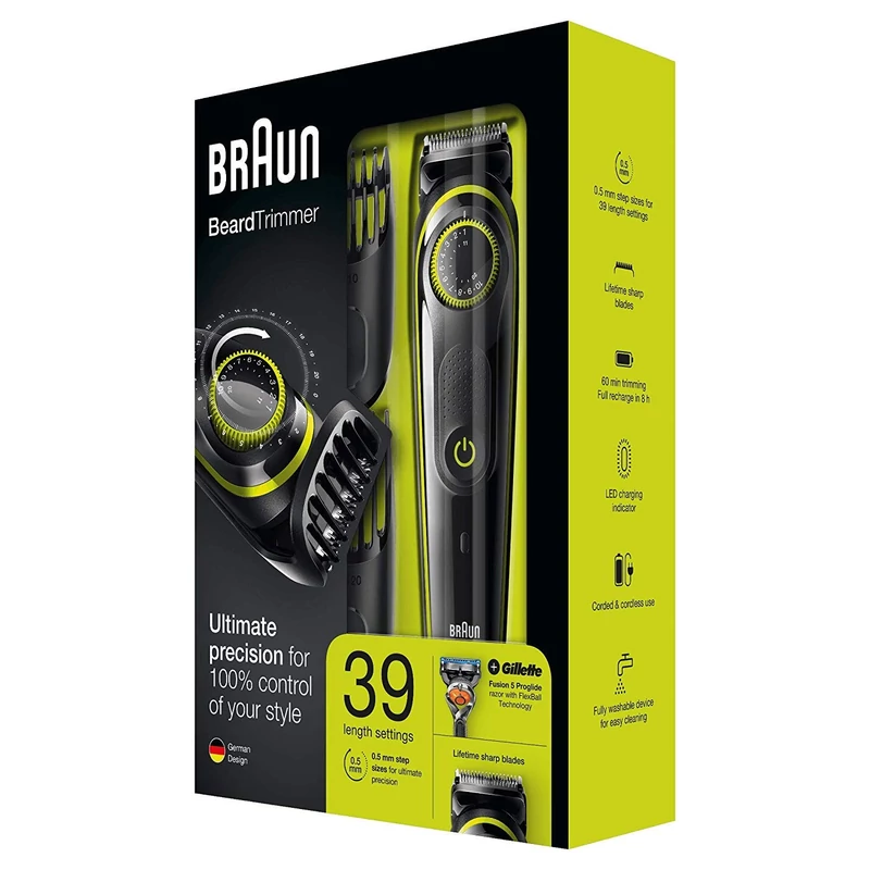 Braun BT3041 szakállvágó + Gillette Fusion5 Pro Glide borotva - Fekete/Zöld (BT3041)