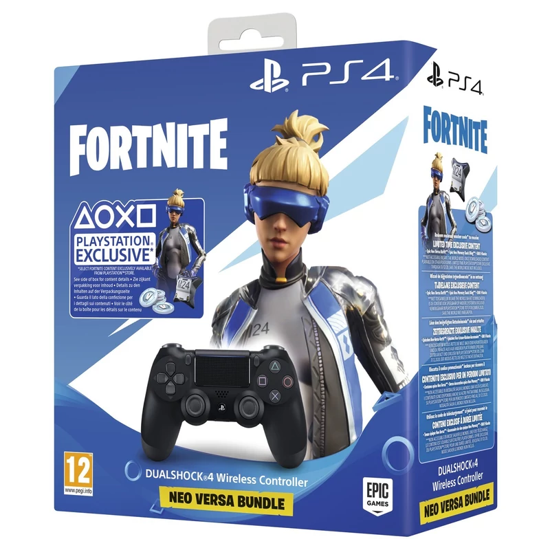 Sony DualShock 4 Controller Jet Black (V2) Fortnite Neo Versa Bundle