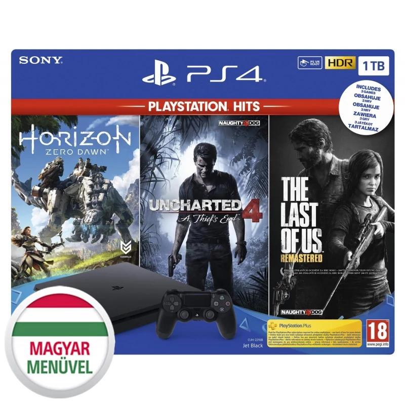 PlayStation 4 (PS4) Slim 1TB + Horizon Zero Dawn + The Last of US + Uncharted 4