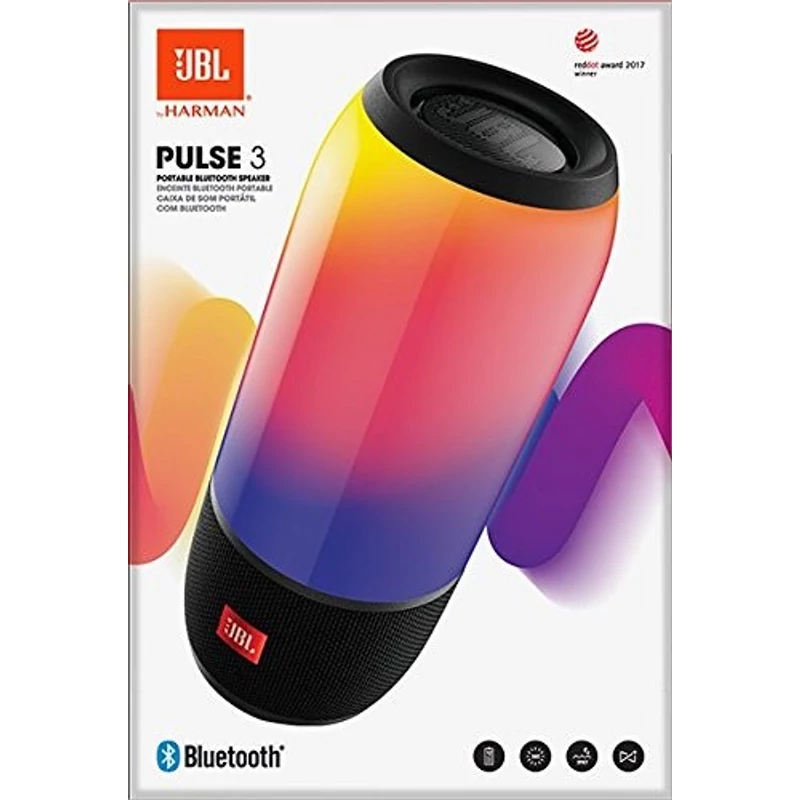 JBL Pulse 3 vízálló, hordozható bluetooth hangszóró - Fekete