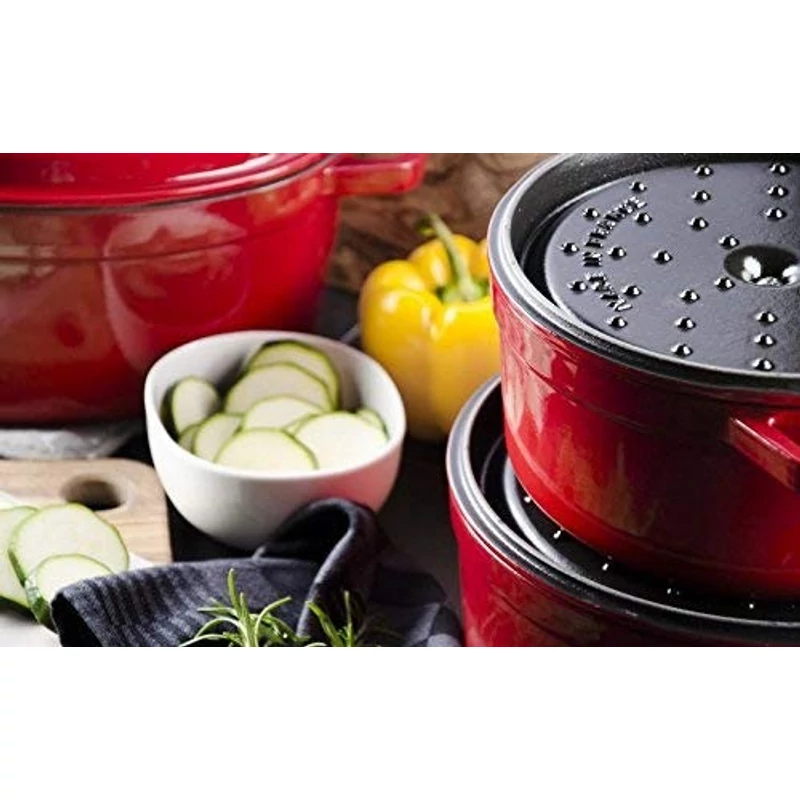 Staub Cocotte kerek fazék 24cm / 3,8 l , Öntöttvas - Meggypiros