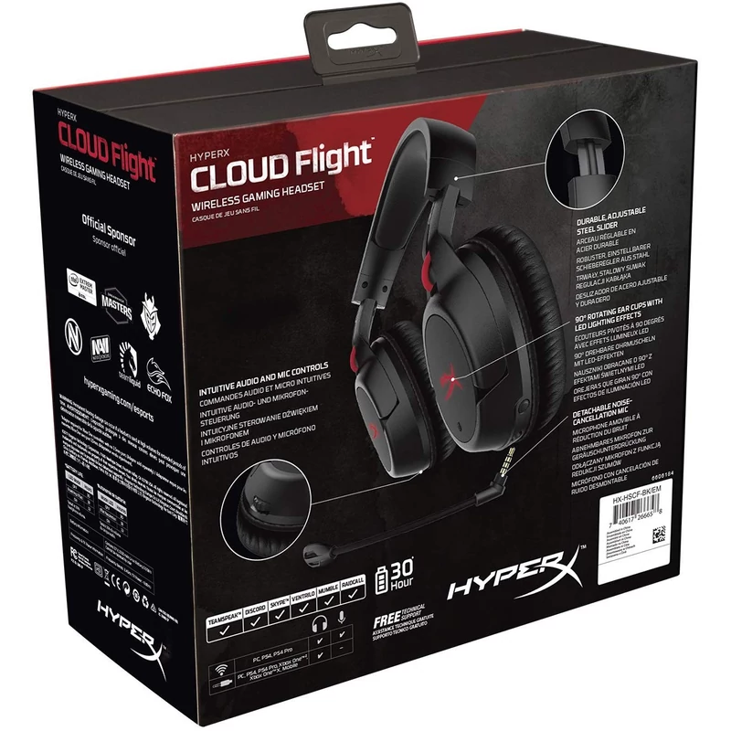 HyperX Cloud Flight gaming headset - Fekete (HX-HSCF-BK/EM)