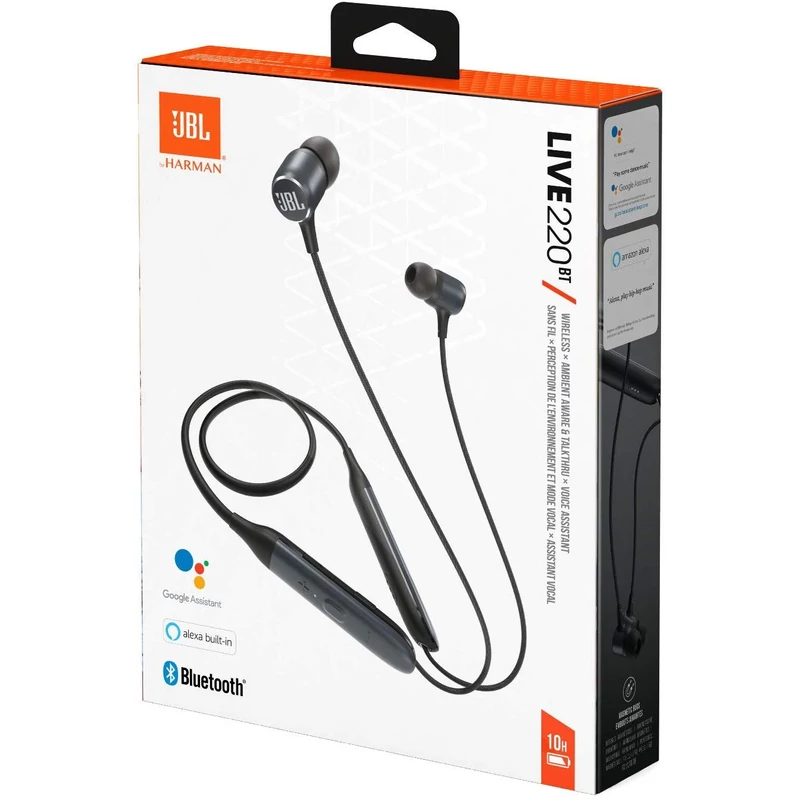 JBL LIVE 220BT Bluetooth nyakpántos fülhallgató headset - Fekete (JBLLIVE220BTBLK)