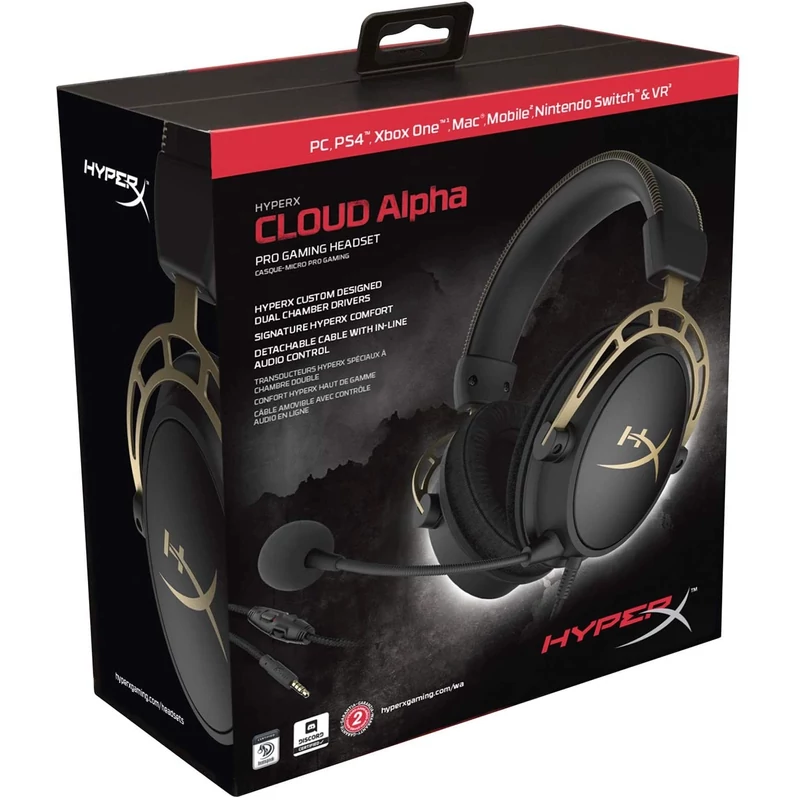 Kingston Hyperx Cloud Alpha Gold Gaming Headset - Fekete/Arany (HX-HSCA-GD/NAP)