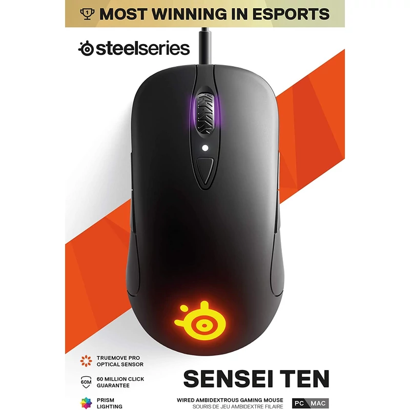 SteelSeries Sensei Ten optikai gaming egér - Fekete (62527)