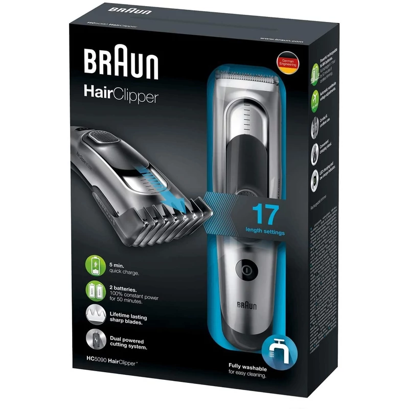 Braun HC5090 hajvágó - Inox/Fekete