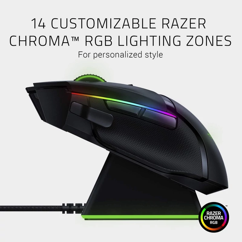Razer Basilisk Ultimate vezeték nélküli egér + dokkoló, 20.000 DPI - Fekete (RZ01-03170100-R3G1)