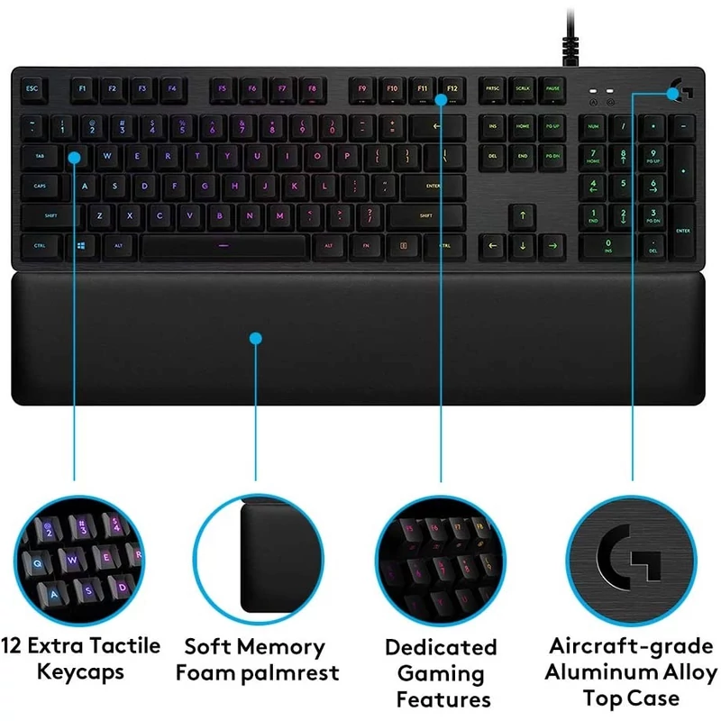 Logitech G513 Romer-G Linear Switch mechanikus billentyűzet, UK kiosztás - Carbon (920-008855)