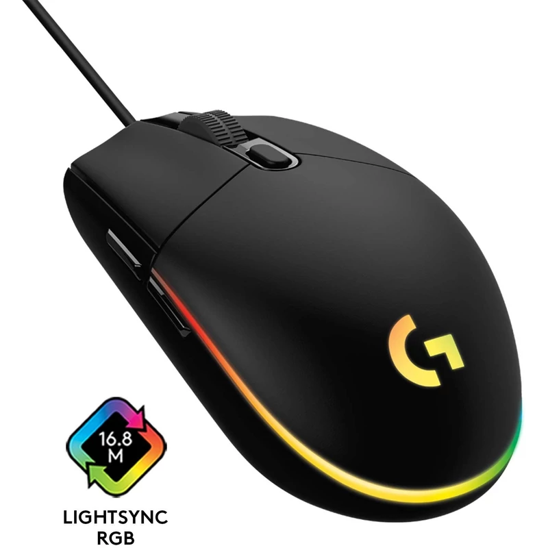Logitech G203 LIGHTSYNC gaming egér - Fekete (910-005796)