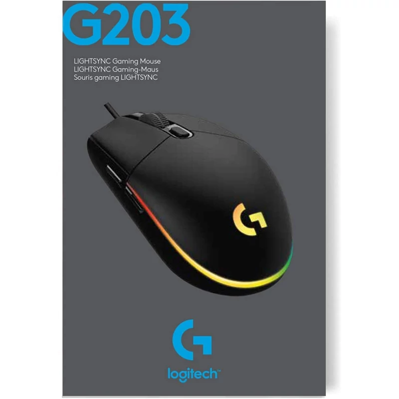 Logitech G203 LIGHTSYNC gaming egér - Fekete (910-005796)