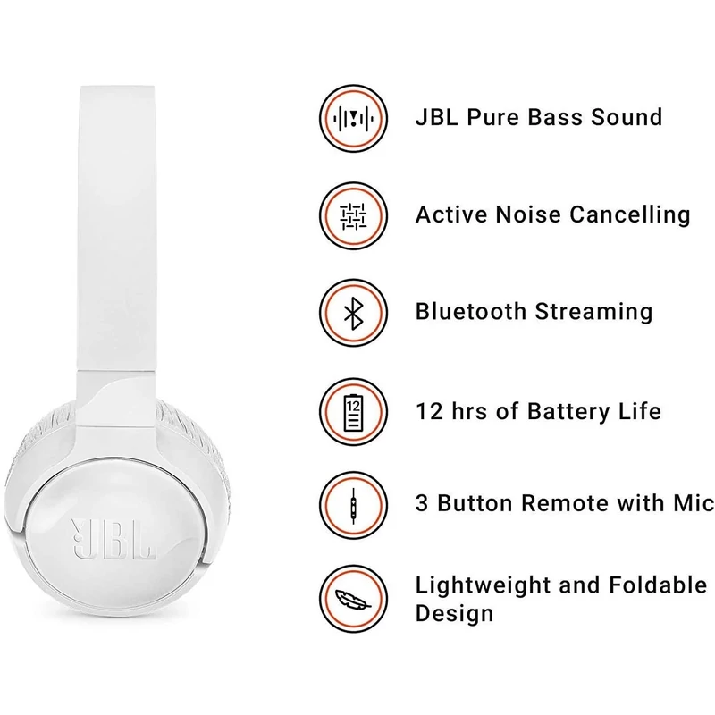 JBL Tune 600 BTNC Bluetooth fejhallgató - Fehér (JBLT600BTNCWHT)
