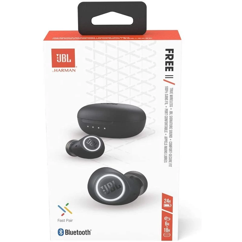 JBL Free II True Wireless fülhallgató - Fekete (JBLFREEIITWSBLK)