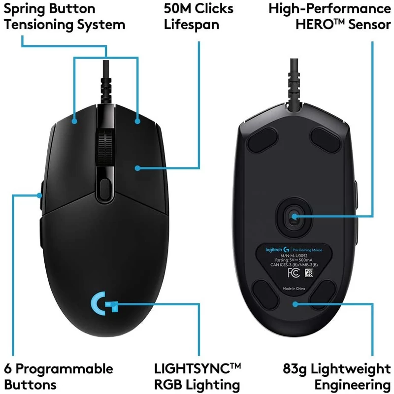 Logitech G Pro Hero 25600 DPI Gaming optikai egér - Fekete (910-005441)