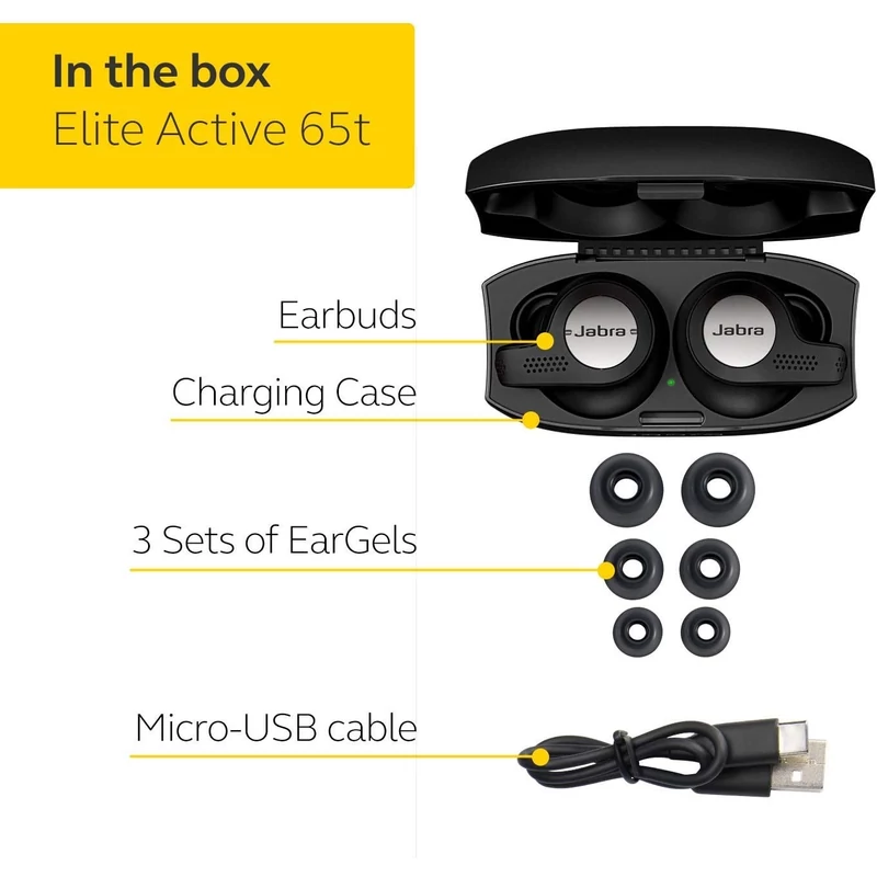 Jabra Elite Active 65t Bluetooth fülhallgató - Titanium Black (100-99010002-60)